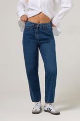PixieGirl Petite Women's Dark Blue Non-Stretch Barrel Leg Jeans | PixieGirl 1