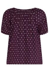 M&Co Berry Purple Dobby Button Up Cotton Blouse | M&Co 2