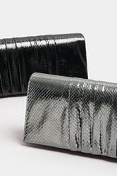 Silver Faux Leather Metallic Clutch Bag | Yours Clothing 7