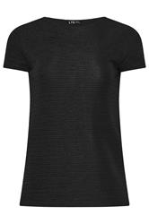 LTS Tall Black Textured Slash Neck Top