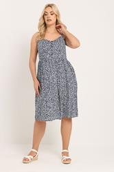 YOURS Plus Size Navy Blue Ditsy Floral Strappy Sundress | Yours Clothing 3