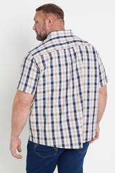 BadRhino Big & Tall Navy Blue & Tan Brown Short Sleeve Check Shirt | BadRhino 2