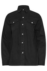 LTS Tall Black Denim Mid Wash Cotton Shirt