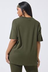 YOURS ACTIVE Plus Size Khaki Green 'Health & Wellness' T-Shirt | Yours Clothing 4
