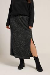 YOURS Plus Size Khaki Green Leopard Print Textured Tube Skirt | Yours Clothing 1