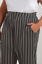 YOURS Plus Size Black Striped Jersey Cuffed Trousers | Yours Clothing 5