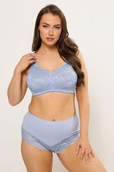 YOURS Plus Size Blue Hi Shine Lace Full Brief | Yours Clothing 1