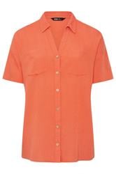 YOURS Curve Orange Short Sleeve Linen Shirt