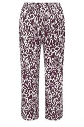 EVANS Plus Size Berry Red Ikat Print Shirred Waist Trousers | Evans 6