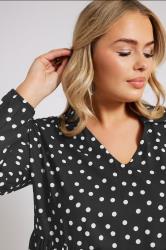 YOURS LONDON Plus Size Black Polka Dot Gathered Side Shirt | Yours Clothing 4