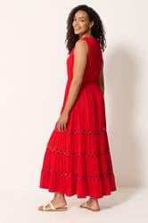 M&Co Red Sleeveless Tiered Maxi Dress | M&Co 4