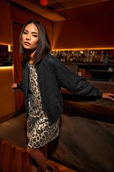 PixieGirl Petite Women's Black Sequin Bomber Jacket | PixieGirl 1