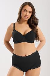 YOURS Plus Size Black Lace Trim High Waisted Shorts | Yours Clothing 1
