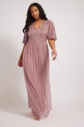 LUXE Plus Size Pink Embellished Maxi Dress | Yours Clothing 2