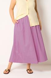 YOURS Plus Size Pink Stripe Midi Skirt | Yours Clothing 3
