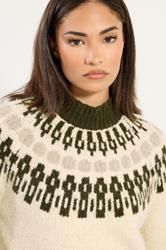 PixieGirl Petite Women's Natural Brown Fairisle Knitted Jumper | PixieGirl 5