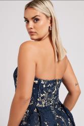 YOURS LONDON Plus Size Navy Blue Sleeveless Lace Skater Dress | Yours Clothing 5