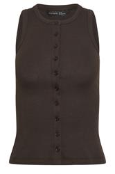 PixieGirl Petite 2 PACK Women's Chocolate Brown & Yellow Ribbed Cotton Vest Top | PixieGirl 9