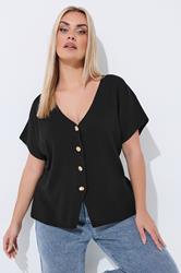 LIMITED COLLECTION Plus Size Black Short Sleeve Knitted Top | Yours Clothing 3