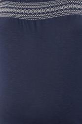 LTS Tall Maternity Navy Blue Embroidered Bardot Top | Long Tall Sally 4