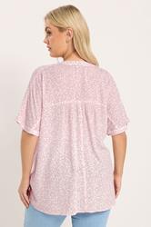 YOURS Plus Size Pink Crinkle Floral Notch Neck Top | Yours Clothing 4