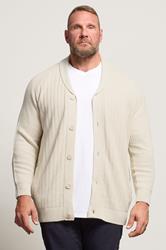 BadRhino Big & Tall Natural Brown Knitted Shawl Cardigan | BadRhino 3
