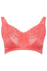 YOURS Curve Pink Hi Shine Lace Non-Padded Non-Wired Full Cup Bra