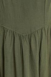 YOURS Plus Size Khaki Green Sleeveless Linen Midi Dress | Yours Clothing 5
