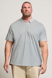 JACK & JONES Big & Tall Light Grey Paulos Polo Shirt | BadRhino 3