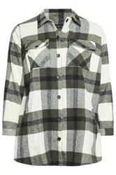 YOURS Curve Khaki Green Check Shacket
