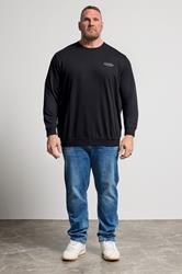 JACK & JONES Big & Tall Black Printed Crew Neck Sweatshirt | BadRhino 1