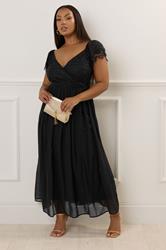 YOURS LONDON Plus Size Black Lace Maxi Wrap Dress | Yours Clothing 1