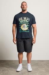 JACK & JONES Navy Blue 'Beach' Graphic Print T-Shirt | BadRhino 1