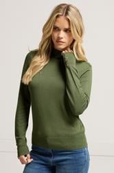 M&Co Petite Fern Green Button Detail Turtle Neck Jumper | M&Co 1