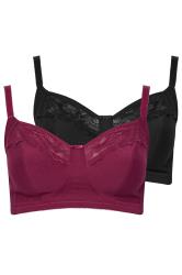 YOURSET 2 PACK Curve Red & Black Non-Padded Non-Wired Bras