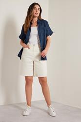 LTS Tall Navy Blue Linen Oversized Short Sleeve Shirt | Long Tall Sally 6
