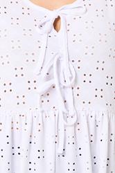 YOURS Plus Size White Broderie Anglaise Tie Front Peplum Top | Yours Clothing 5