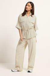 PixieGirl Petite Women's Natural Brown Wide Leg Trousers | PixieGirl 1