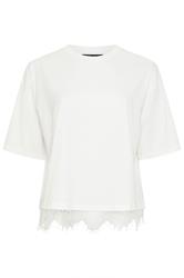 LIMITED COLLECTION Curve White Oversized Lace Hem T-Shirt