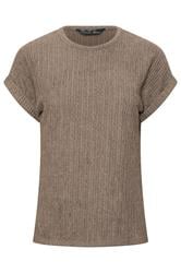 PixieGirl Petite Mocha Brown Textured Short Sleeve Top