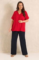 EVANS Plus Size Red Pleat Front Blouse | Evans  1