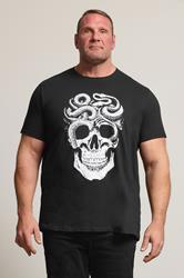 BadRhino Big & Tall Black Skull & Snake Graphic T-Shirt | BadRhino 3