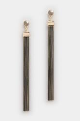 Black Long Stone Tassel Earrings | Yours Clothing 3