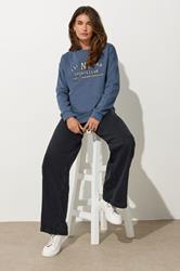 LTS Tall Blue 'NY 1969' Slogan Sweatshirt | Long Tall Sally 2
