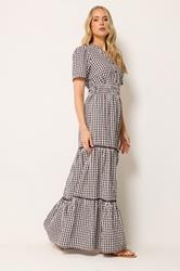 LTS Tall Women's Chocolate Brown Gingham Cotton Maxi Dress | Long Tall Sally 3
