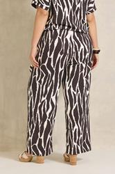 EVANS Plus Size Chocolate Brown Zebra Print Wide Leg Trouser | Evans 2