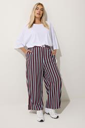 LIMITED COLLECTION Plus Size Blue Stripe Boxer Waist Trousers | Yours Clothing 3