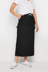 LTS Tall Black Wash Cargo Cotton Denim Maxi Skirt | Long Tall Sally 2