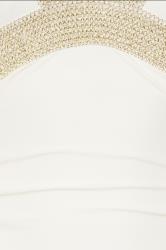YOURS Plus Size White Metallic Tummy Control Swimsuit | Yours Clothing 6