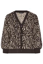 LIMITED COLLECTION Curve Brown Zebra Balloon Sleeve Cardigan